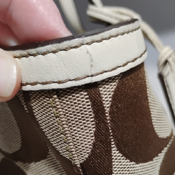 SALE! Auth Coach Signature Brown/Cream Canvas/Leather Tote Handbag/Hangtags - Picture 7 of 16